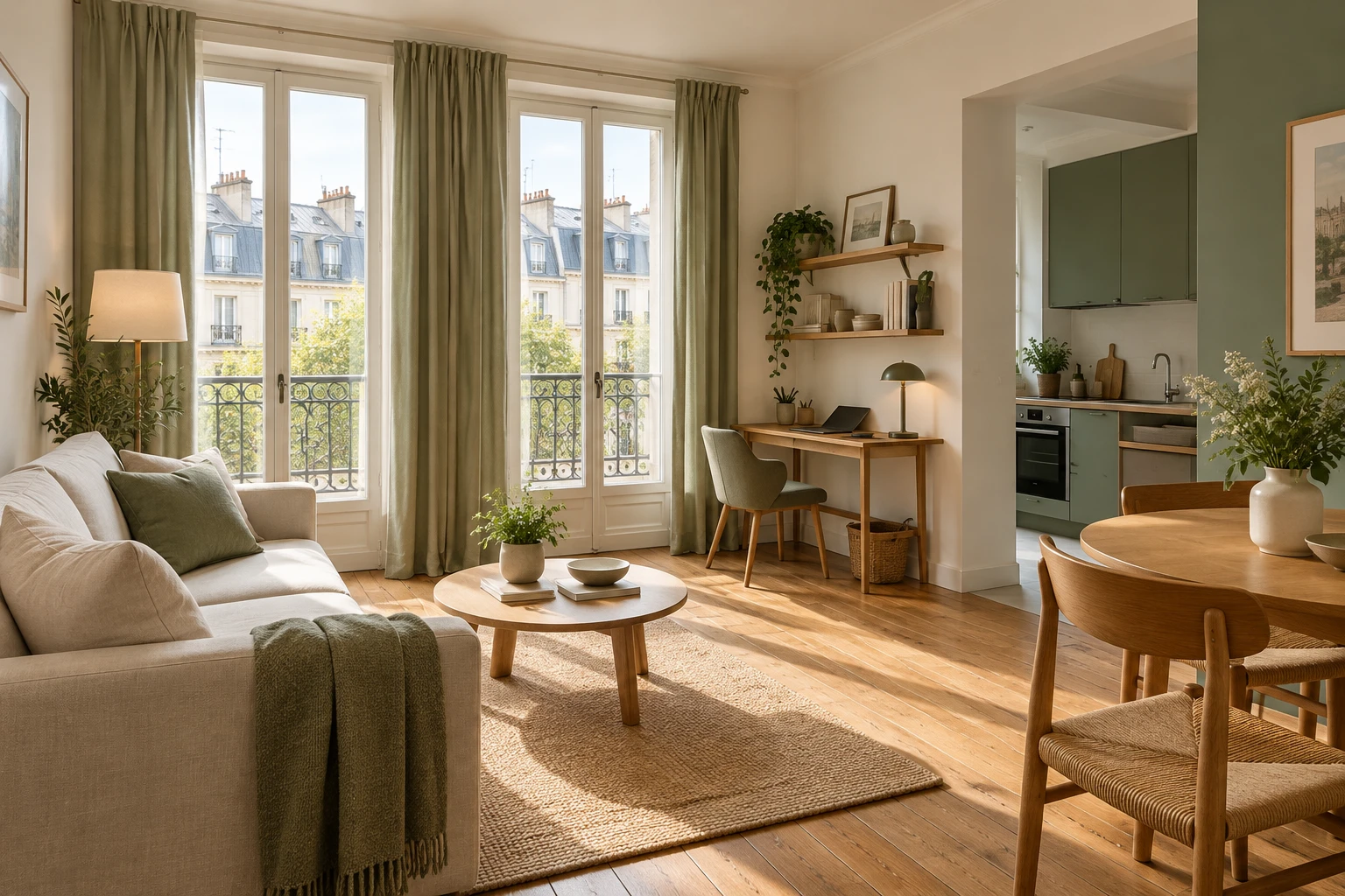 Appartement meublé avec un espace de travail
